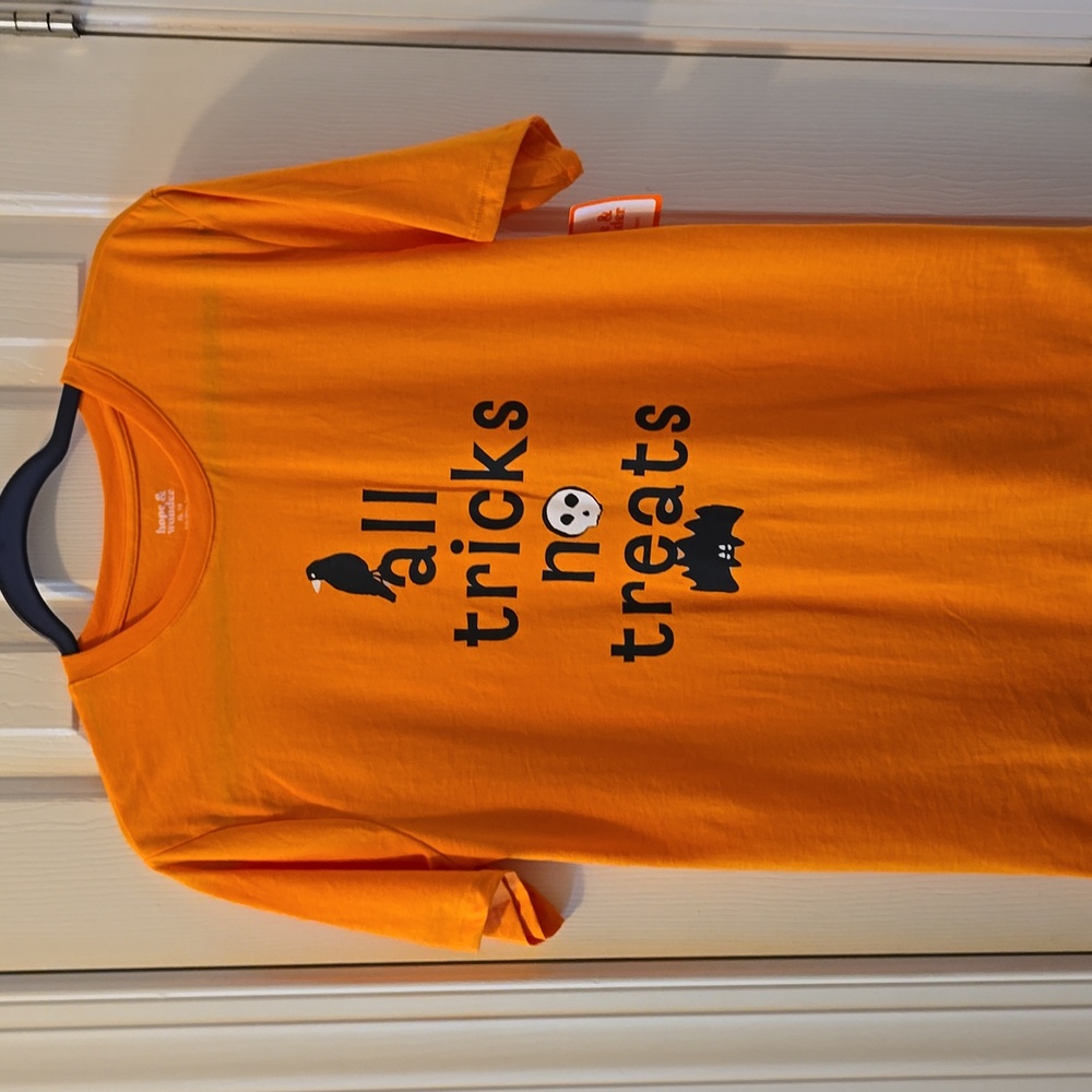 HOPE & WONDER ORANGE HALLOWEEN KIDS UNISEX SHORT SLEEVE TEE-SHIRT SIZE LARGE 14
